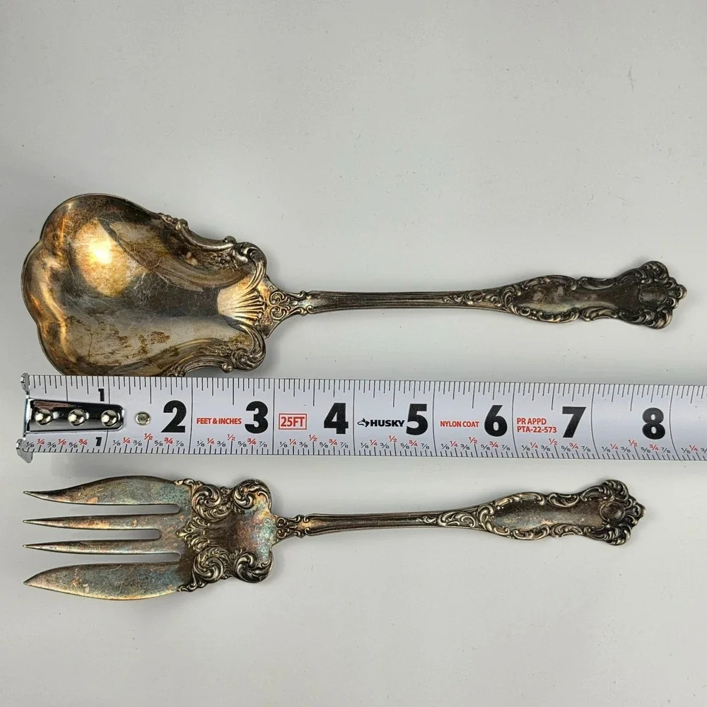 Antique WM Rogers & Son AA Silverplate Berry Spoon & Cold Meat Fork Set